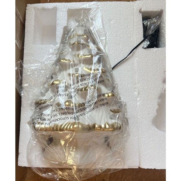 Mr Christmas Retro Nostalgic 14” White Gold LED Ceramic Tree Animated Angel NIB - Picture 2 of 3